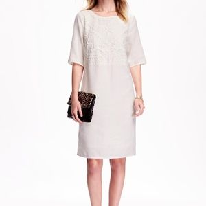 Old Navy embroidered lace shift dress cream M Tall
